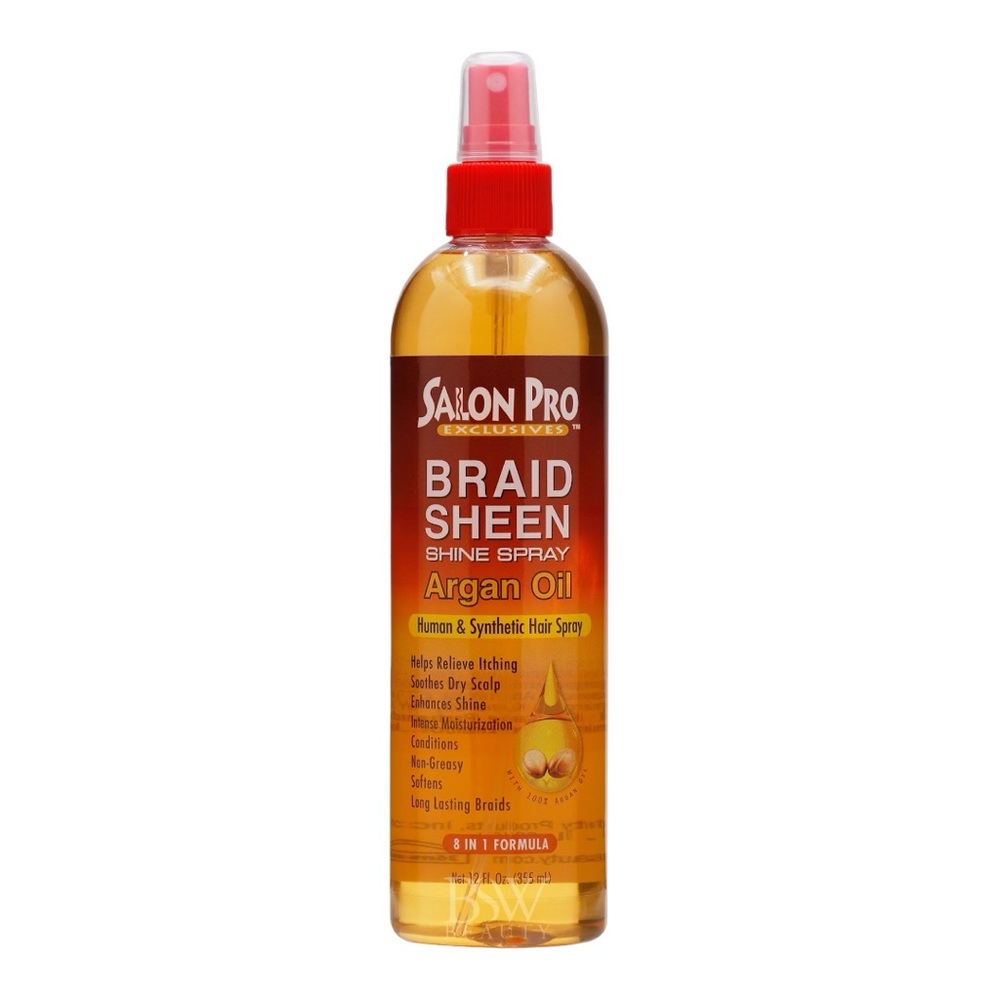 SALON PRO BRAID SHEEN SHINE SPRAY ARGAN OIL 355ML - BRAND NEW